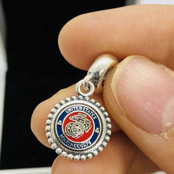✨🔥Pandora USMC Marine Corps Charm  S925 Silver with box - Picture 1 of 5